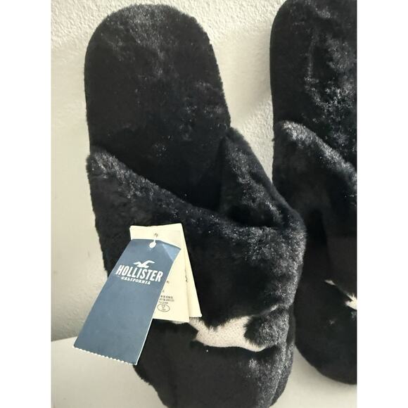 Hollister Men's Faux Fur Lined Logo Slippers Slide Sandals Blue XL 13-14 - Picture 3 of 6